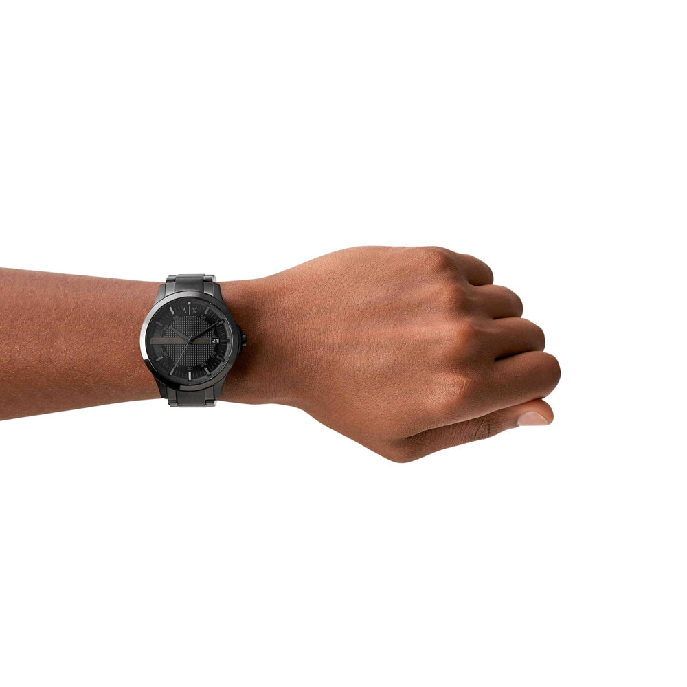 Three-Hand Date Black Stainless Steel Watch