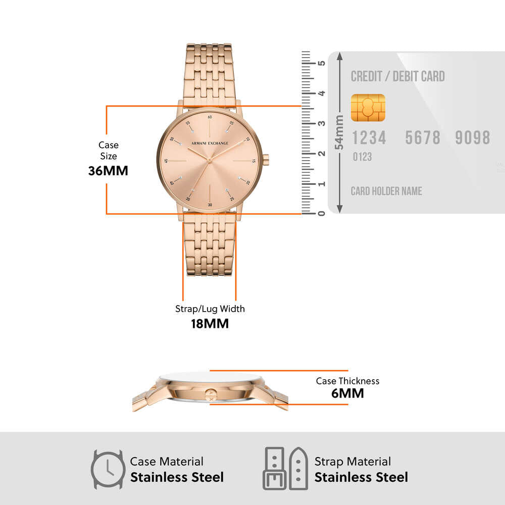 Three-Hand Rose Gold-Tone Stainless Steel Watch