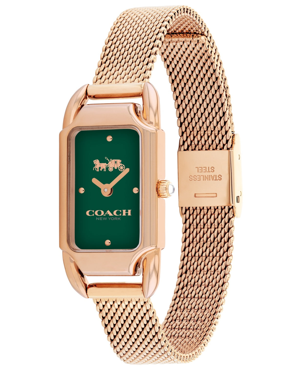 Cadie Women Quartz Green Dial Analog Mesh Watch