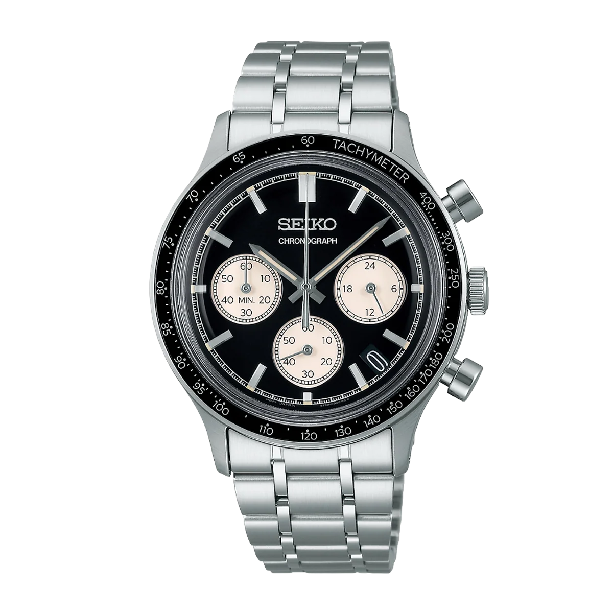 seiko men’s quartz chronograph watch in black ssb479p1