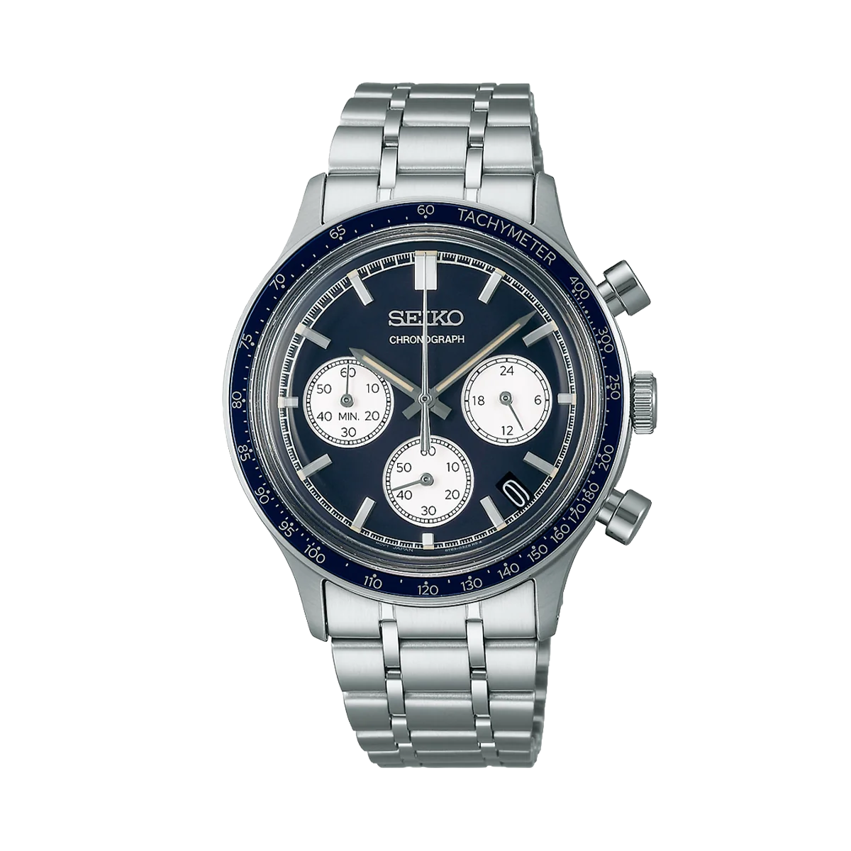 seiko men’s quartz chronograph watch in blue ssb477p1