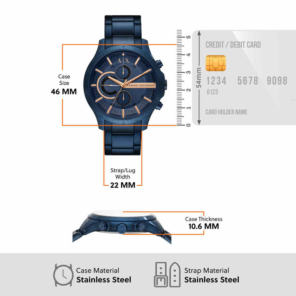 Chronograph Blue Stainless Steel Watch