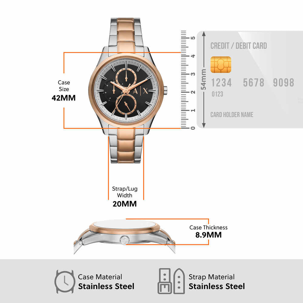 Multifunction Two-Tone Stainless Steel Watch
