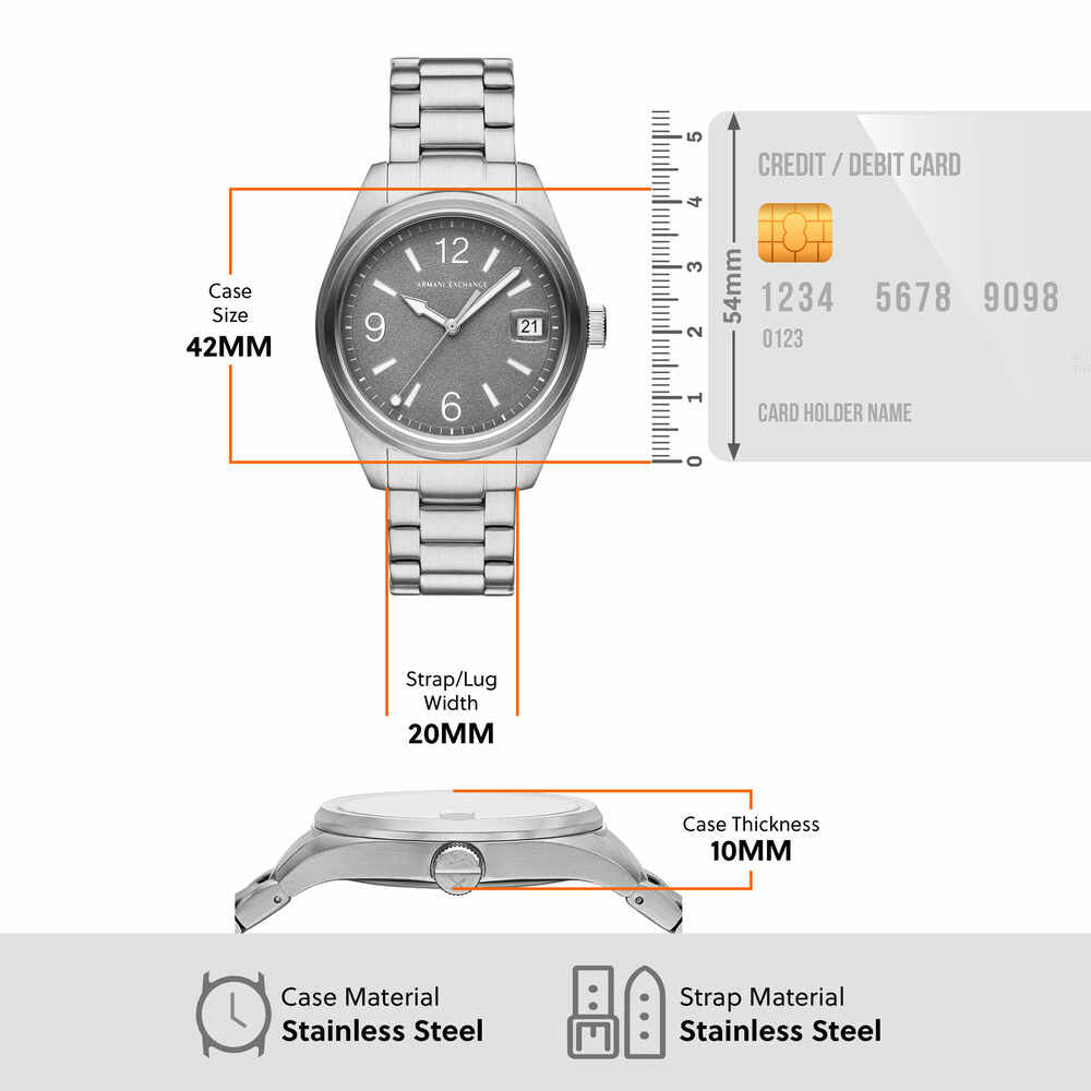 Three-Hand Date Stainless Steel Watch