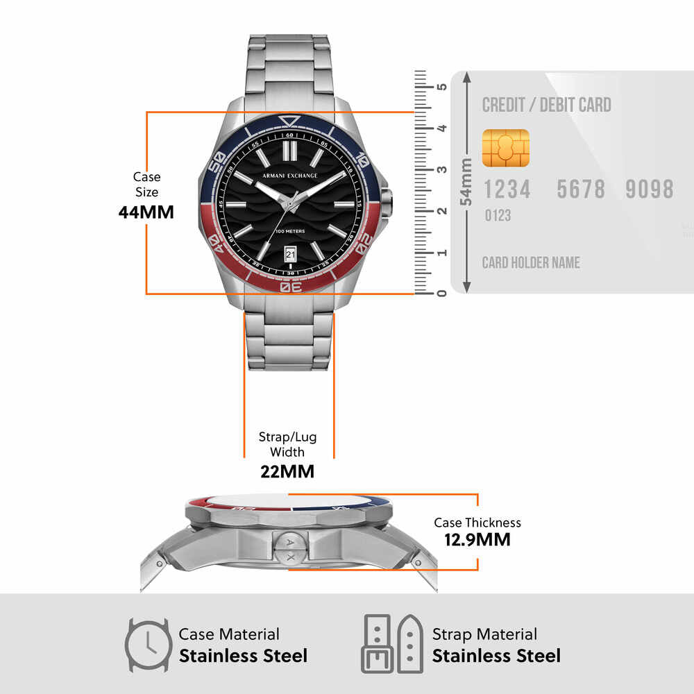 Three-Hand Date Stainless Steel Watch