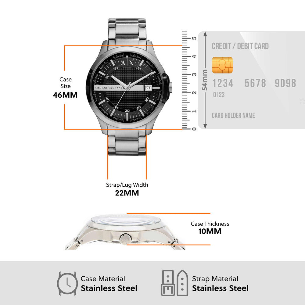 Three-Hand Date Stainless Steel Watch