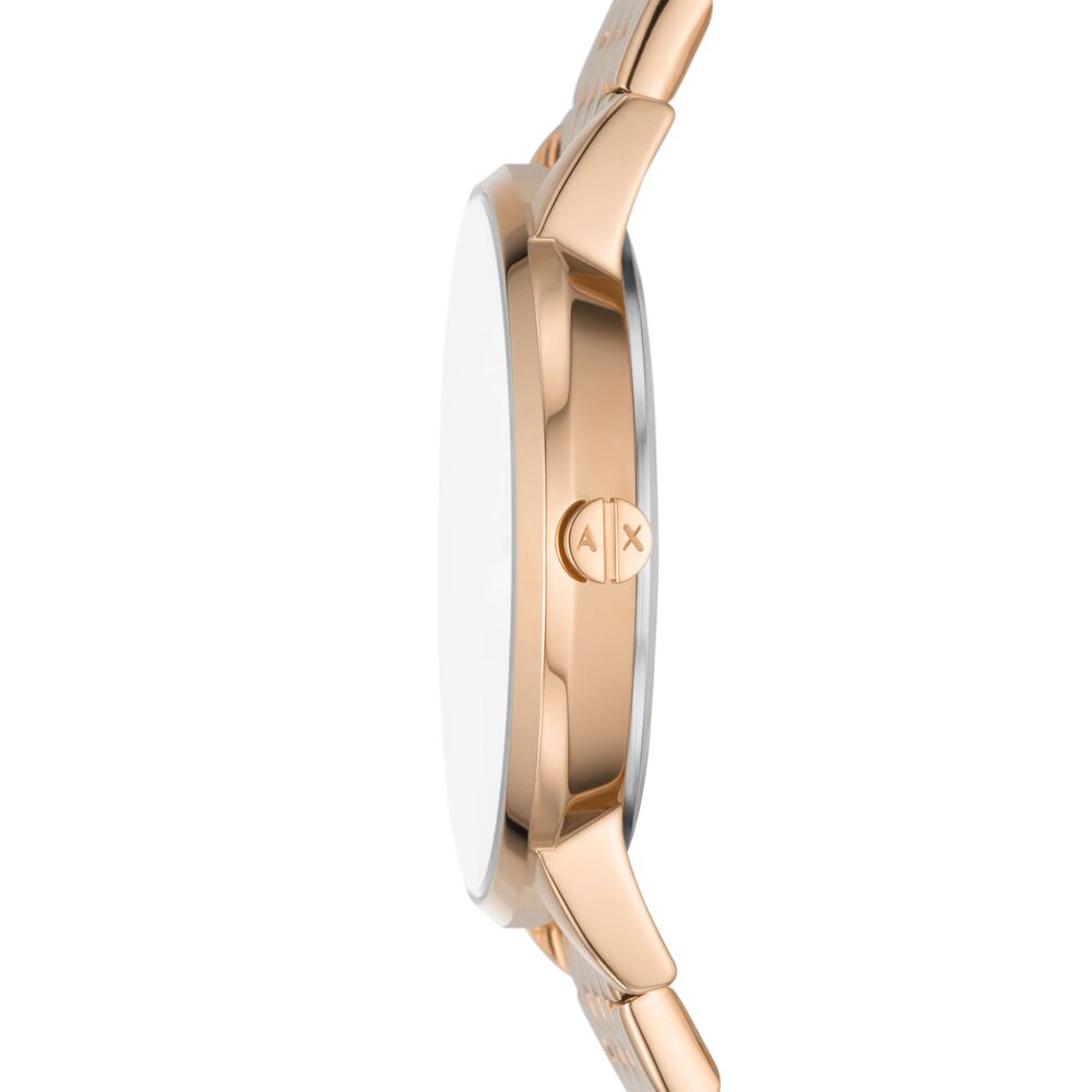 Three-Hand Rose Gold-Tone Stainless Steel Watch