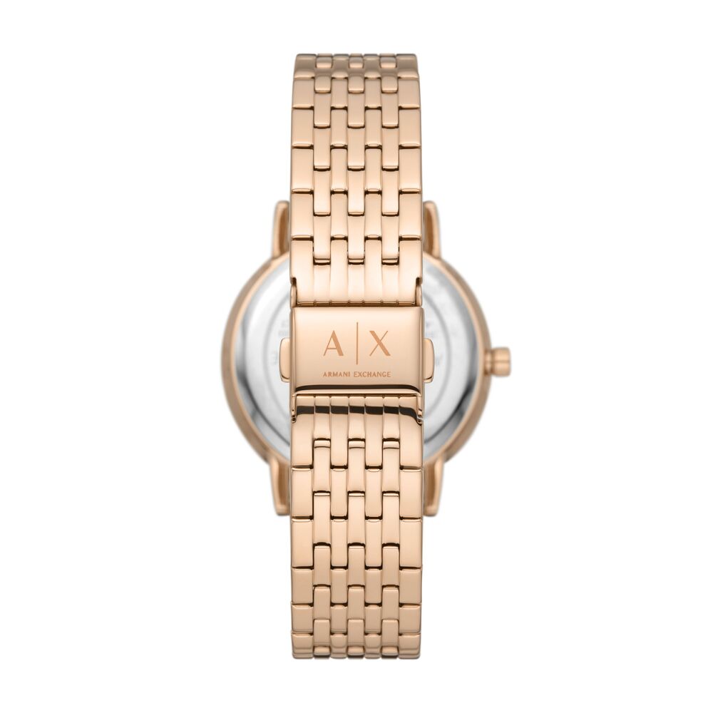 Three-Hand Rose Gold-Tone Stainless Steel Watch