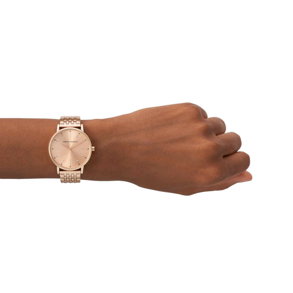 Three-Hand Rose Gold-Tone Stainless Steel Watch