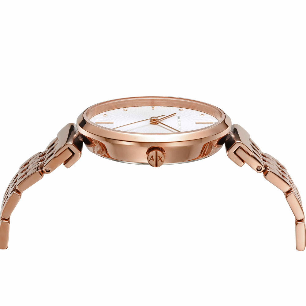 Three-Hand Rose Gold-Tone Stainless Steel Watch
