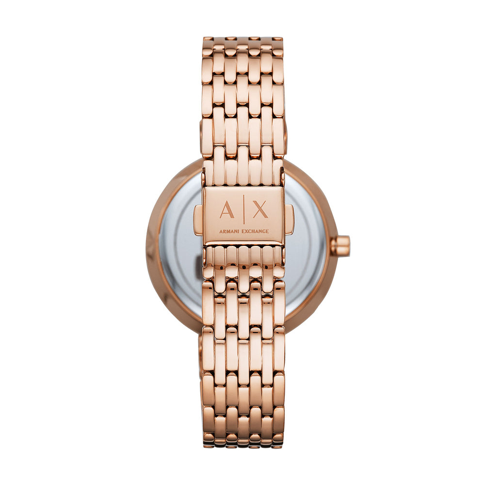 Three-Hand Rose Gold-Tone Stainless Steel Watch