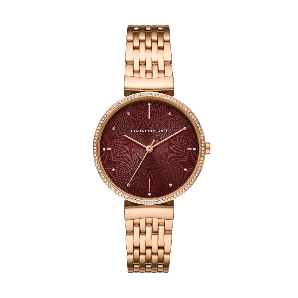 Three-Hand Rose Gold-Tone Stainless Steel Watch