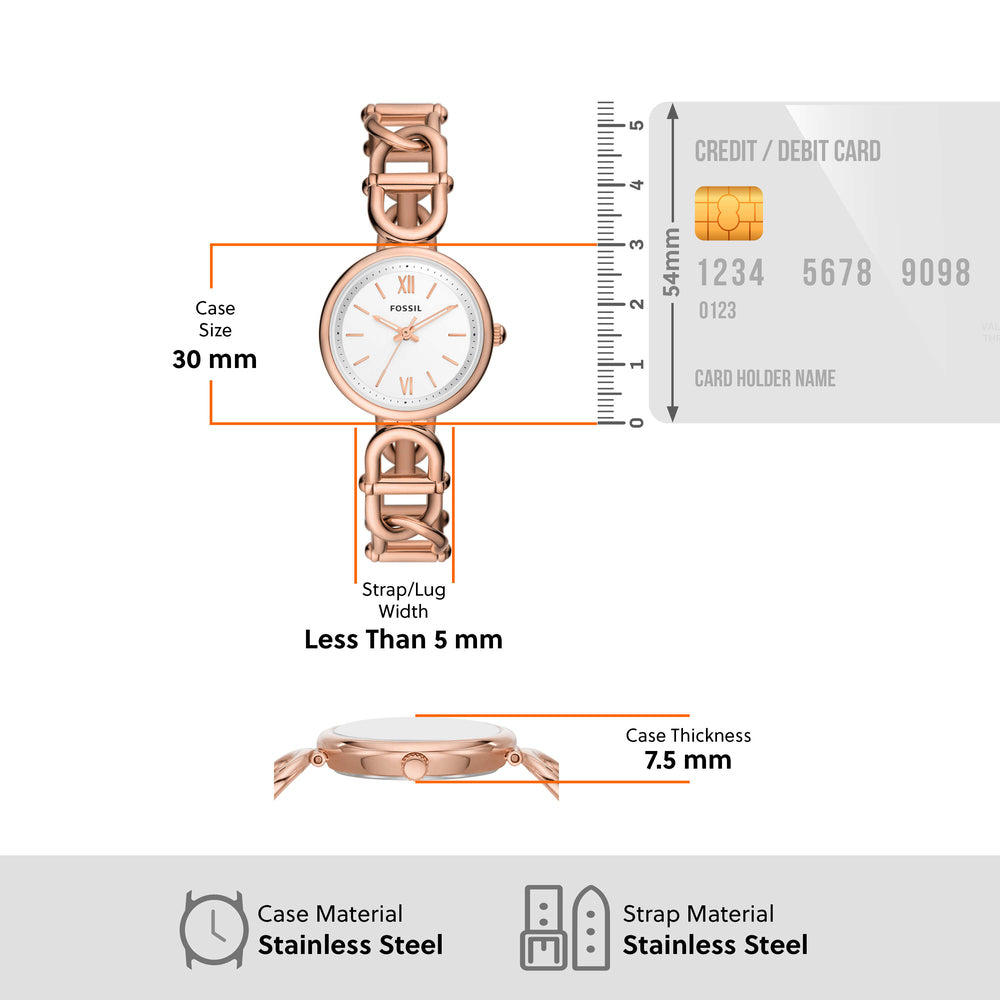 Carlie Three-Hand Rose Gold-Tone