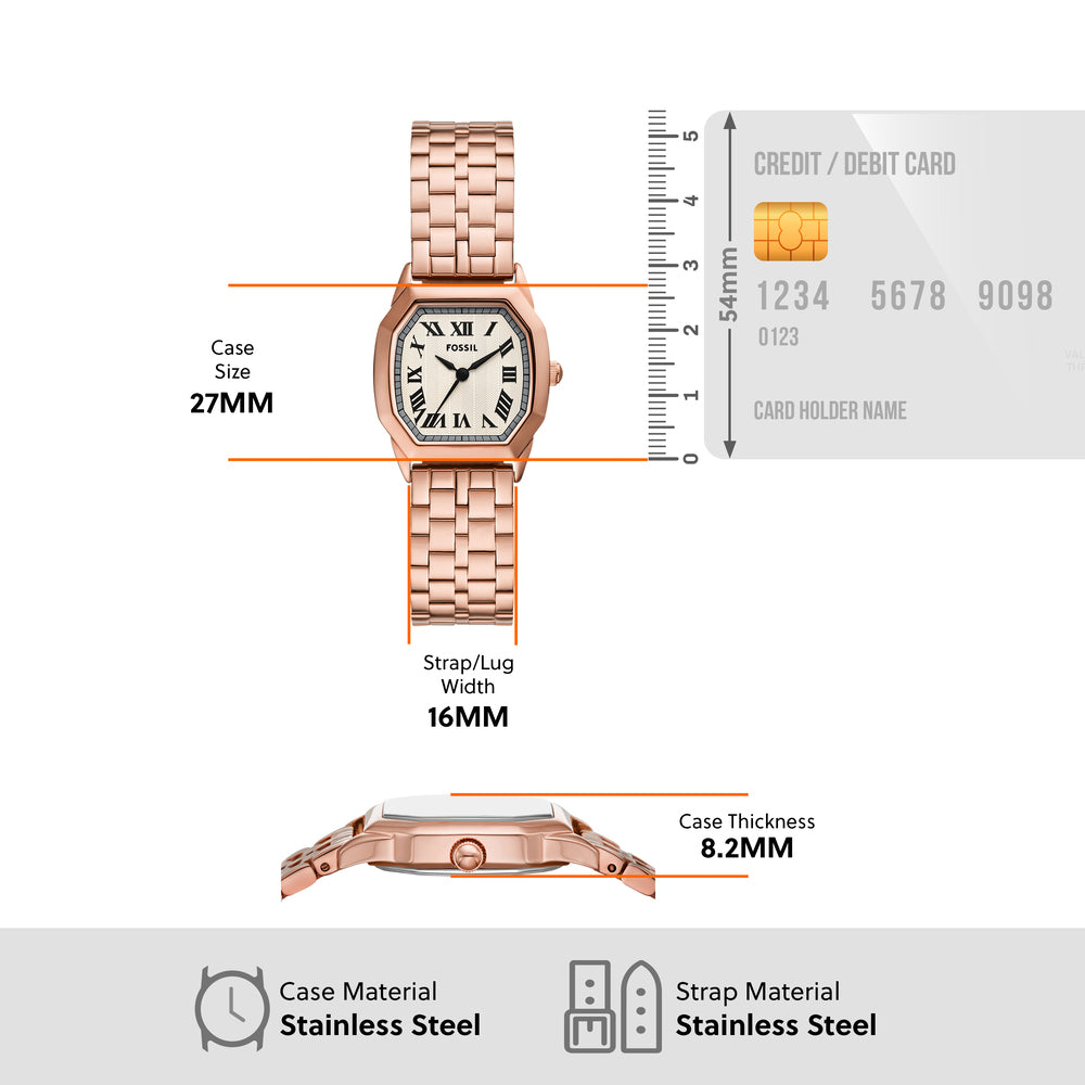 Harlow Three-Hand Rose Gold-Tone
