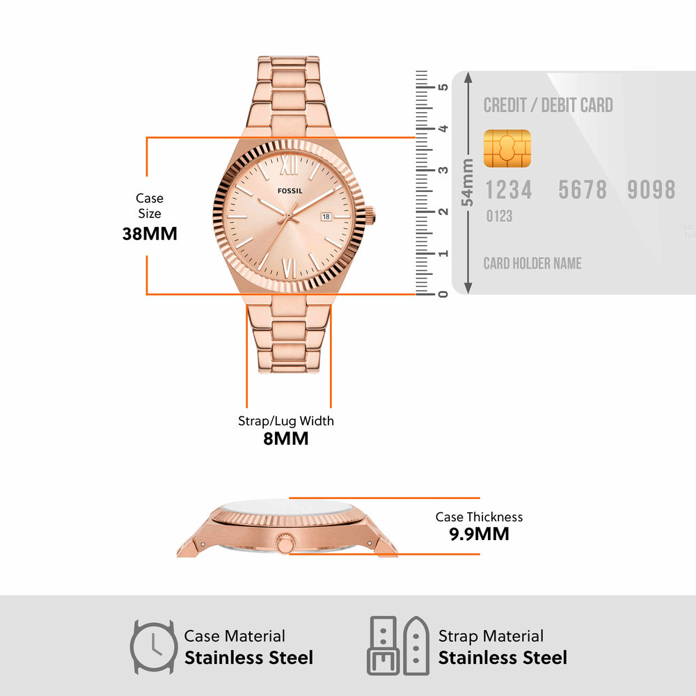 Scarlette Three-Hand Date Rose Gold-Tone