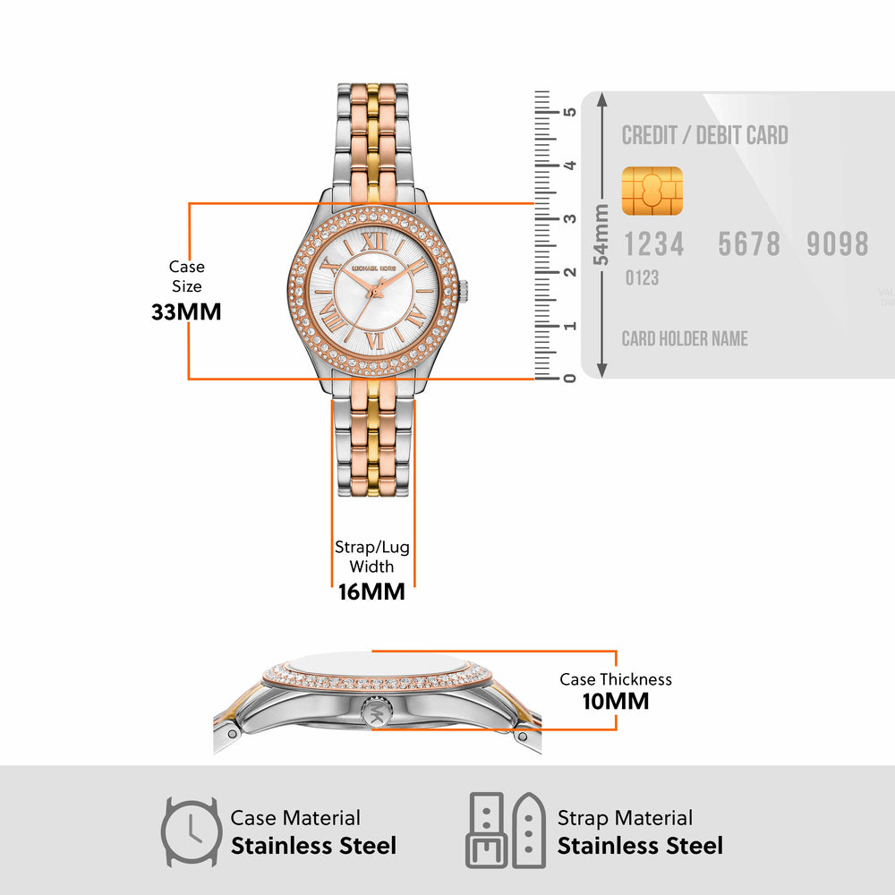 Harlowe Three-Hand Tri-Tone Stainless Steel Watch