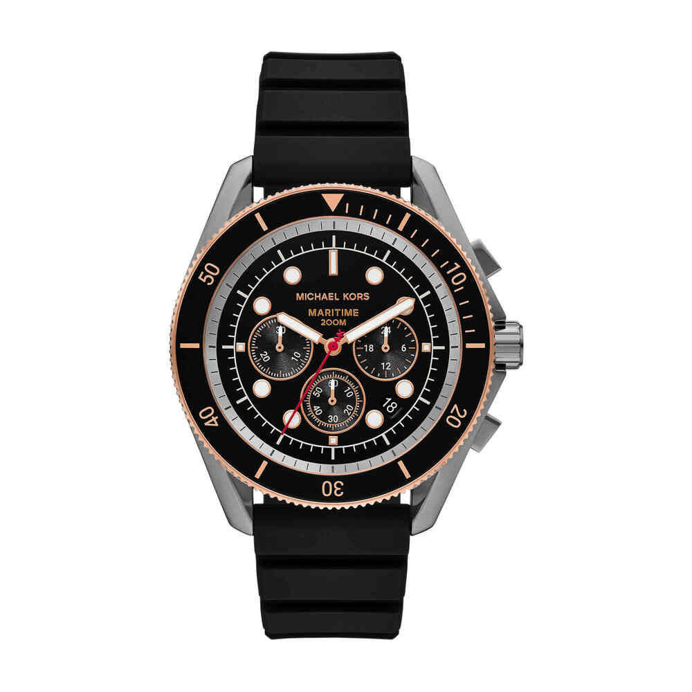 Maritime Chronograph Black Silicone Watch