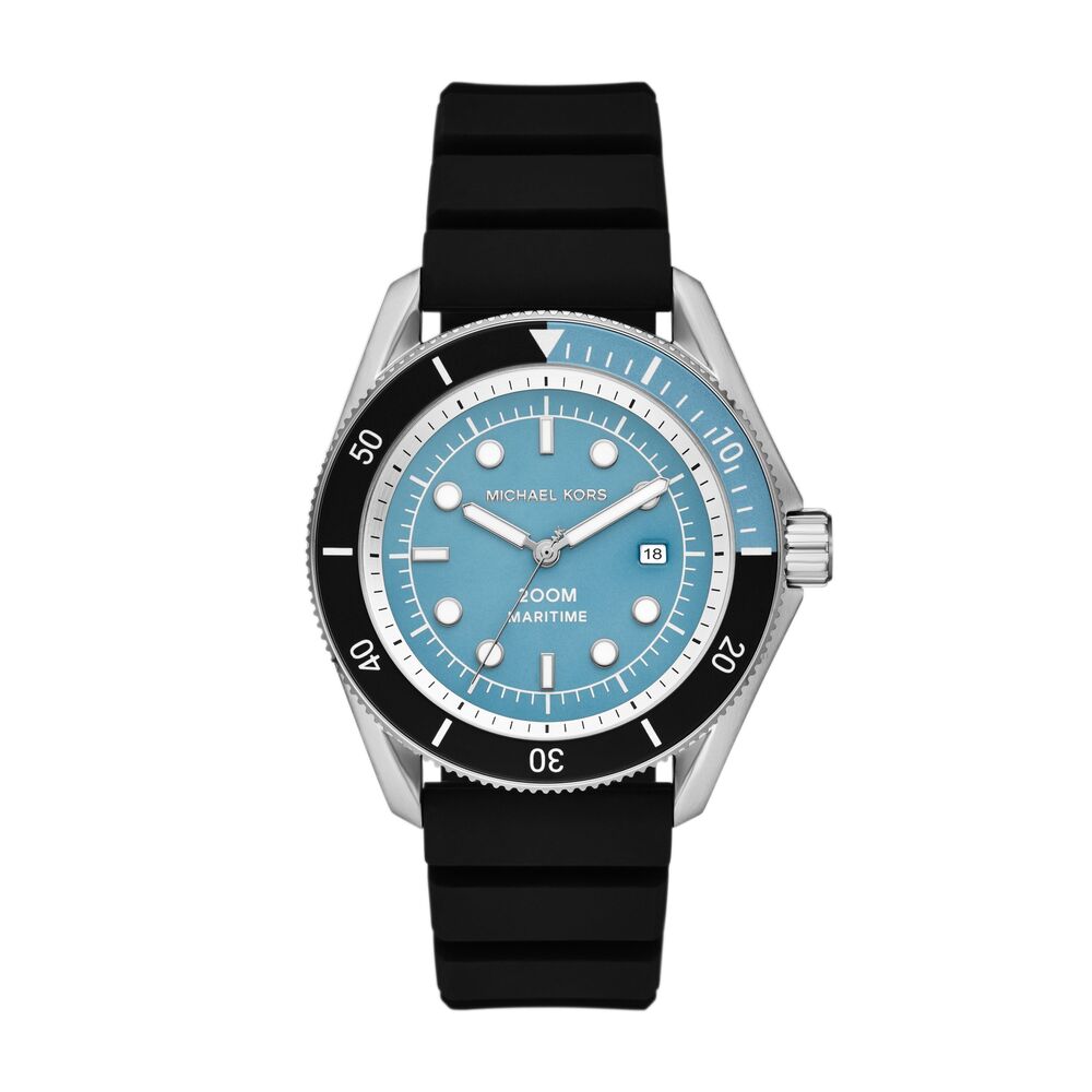 Maritime Three-Hand Date Black Silicone Watch
