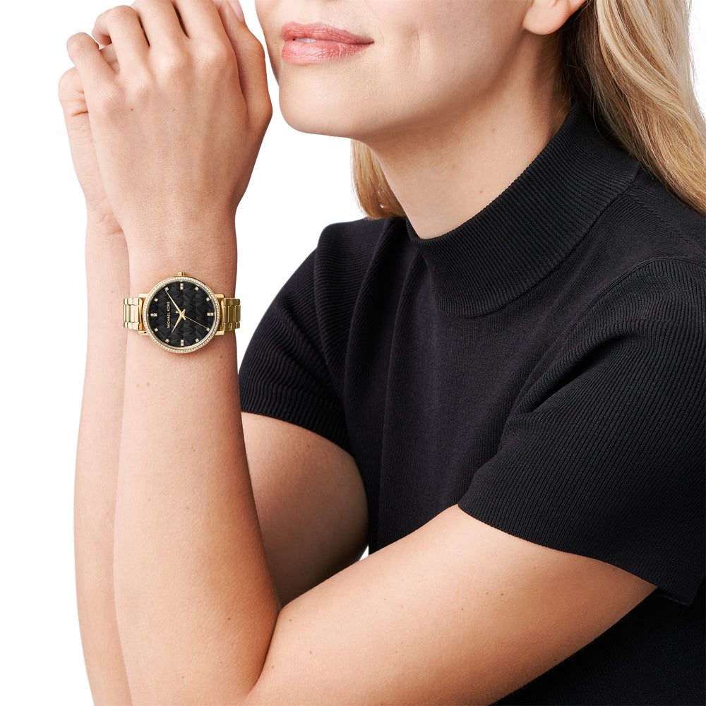 Pyper Women Black Dial Stainless Steel Watch