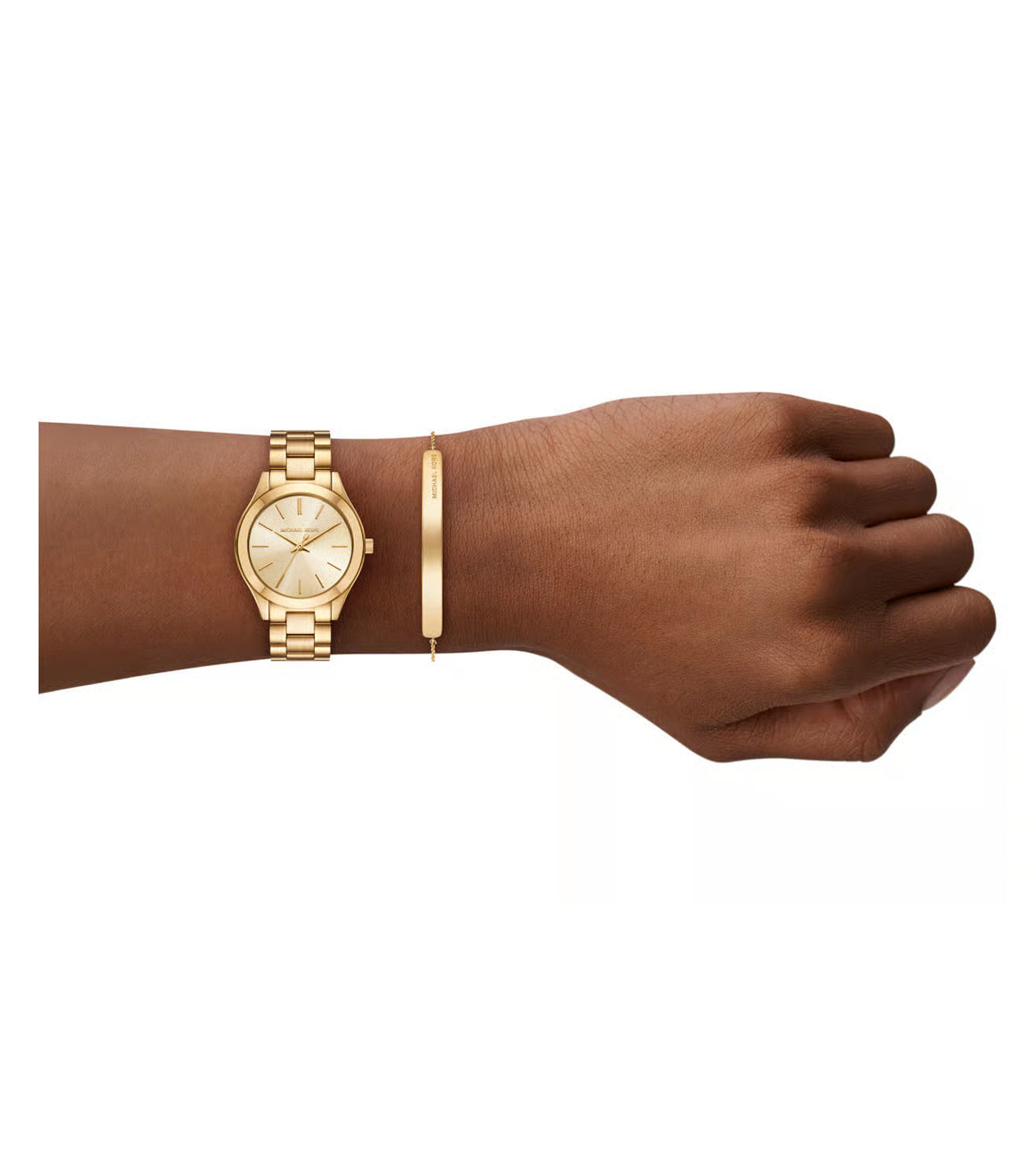 Slim Runway Quartz Gold Dial Ladies Watch